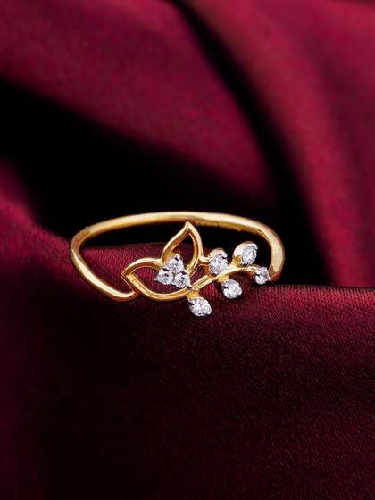 GIVA 14KT Yellow
                        Gold Magnificent Petals Diamond Ring ,Fixed
                        Size, Indian-0.977 gms