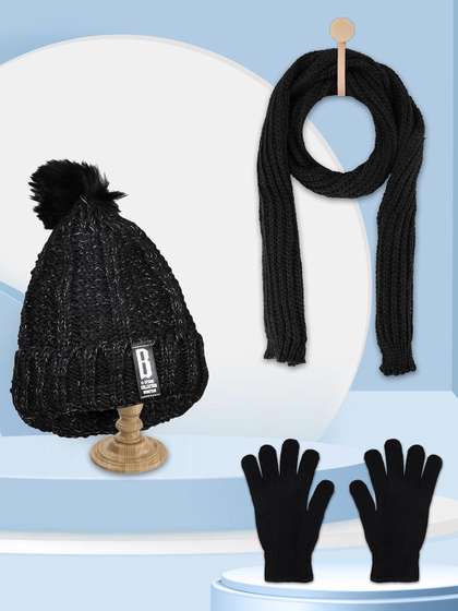 PASSION PETALS Kids
                    Woollen Beanie With Scarf Muffler & Gloves