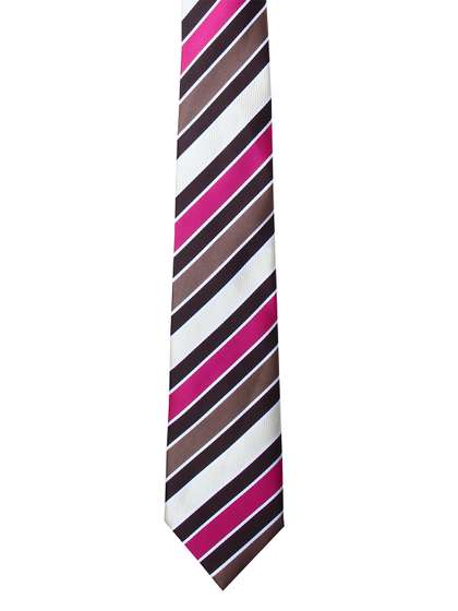 Calvadoss Men Brown
                    & White Striped Broad Tie