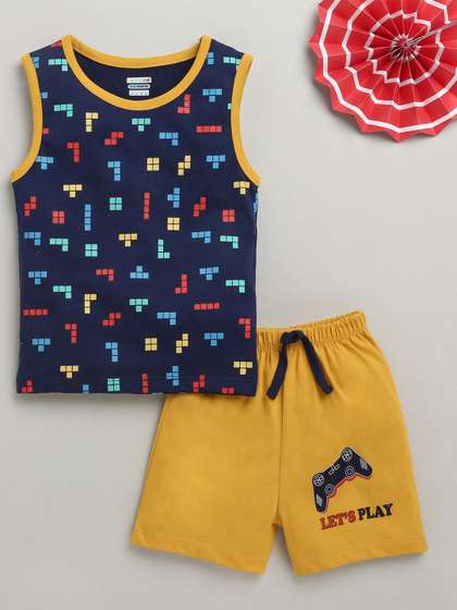 BUMZEE Boys Printed
                      Pure Cotton T-shirt with Shorts
