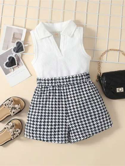 DEL LUNA Girls Polo
                      Collar Top With Shorts