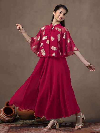 FASHION DREAM Women
                      Printed Georgette Fit & Flare Maxi Dress