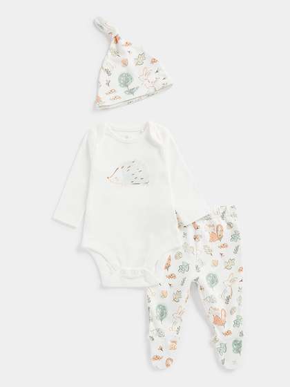mothercare Kids Pack Of
                    3 Animal Printed Pure Cotton Bodysuit Baby Apparel
                    Gift Set