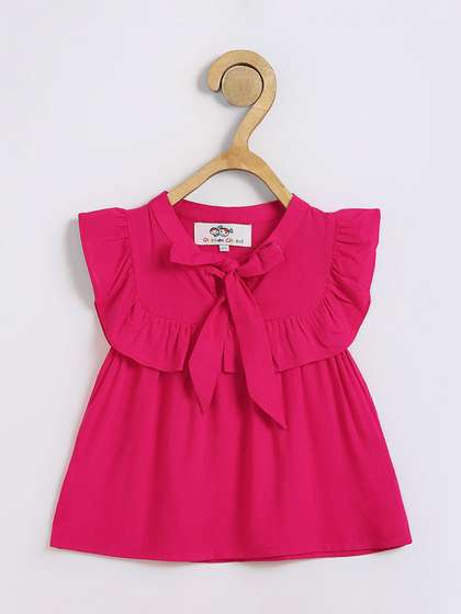 Chuppan chupai Girls
                      Solid Ruffles Tie-Up Neck Top