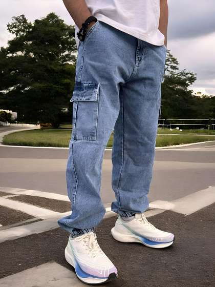 styzon Men Loose
                        Jogger Mid-Rise Light Fade Jeans
