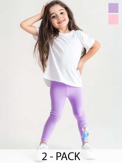 NautiNati Girls Pack of
                    2 Disney Frozen Print Cotton Leggings