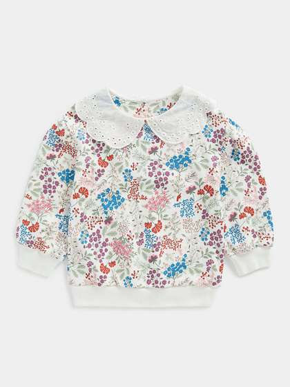 Mothercare Girls Floral
                    Printed Round Neck Pullover Sweatshirt