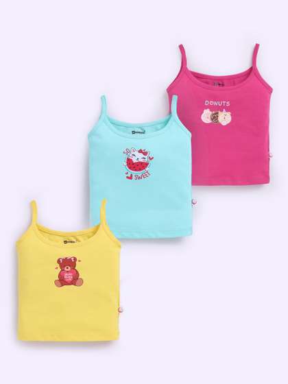 MooNKids Infant Kid Pack
                    Of 3 Printed Cotton Basic Vests