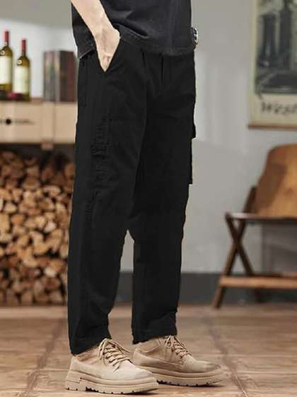 R.Code by The
                        Roadster Life Co. Men High-Rise Cotton Cargos
                        Trousers