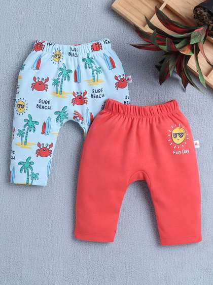 BUMZEE Boys Pack Of 2
                    Printed Cotton Ankle-Length Leggings