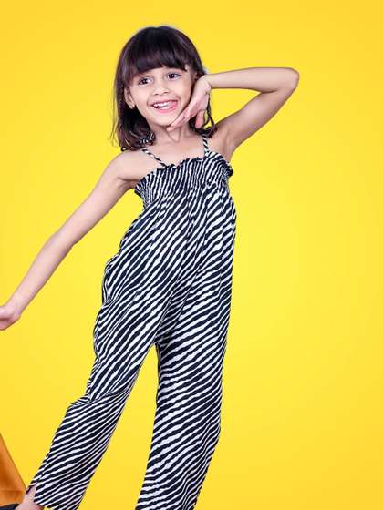 Tura Turi Girls Cotton
                    Striped Basic Jumpsuit