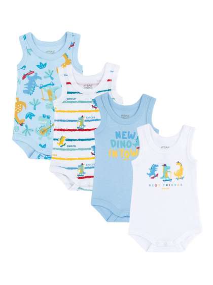 Chicco Infant Boys Pack
                    Of 4 Printed Cotton Bodysuits