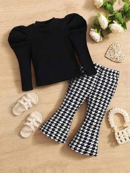 Ninas Girls Self Design
                    Long Sleeves T-shirt With Trousers