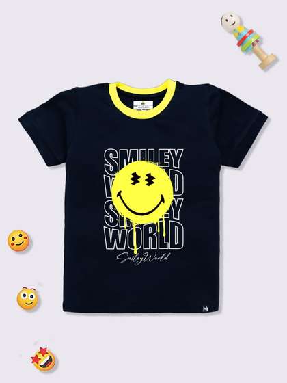 YK X Minute Mirth Boys
                    Smiley World Printed Cotton T-Shirt
