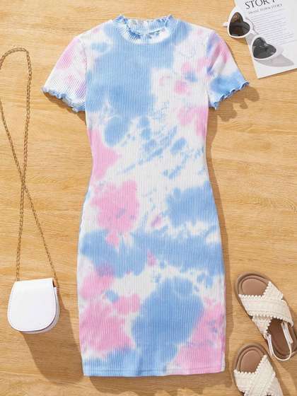 BAESD Girls Printed Tie
                    and Dye Midi Dress