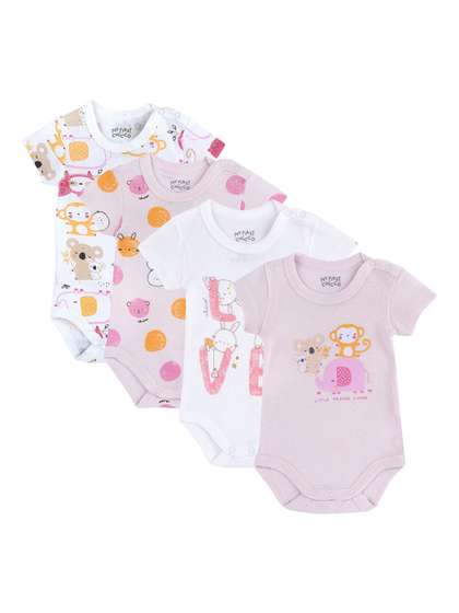 Chicco Infant Girls Pack
                    Of 4 Printed Cotton Bodysuits