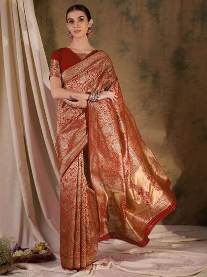 Sangria Woven Design
                        Banarasi Saree With Blouse Piece