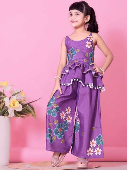 BAESD Floral Printed
                    Round Neck Top With Palazzos