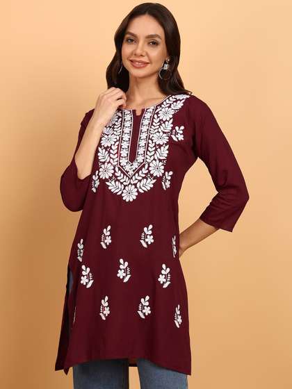 TOP N THREAD
                          Floral Embroidered Chikankari Kurti