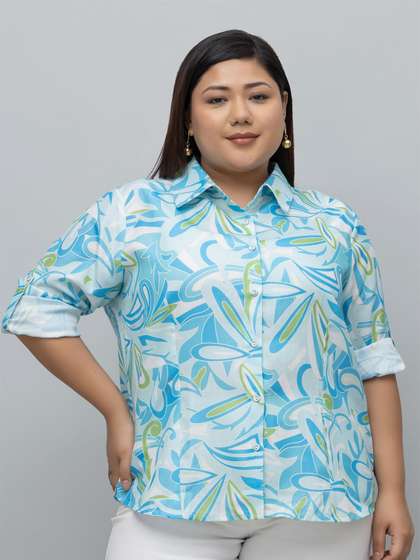 PURYS PLUS Women
                        Classic Printed Plus Size Casual Shirt