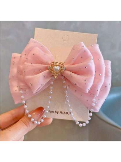 Ziory Girls Embellished
                    Beaded Bow Hair Clip