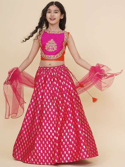 Bitiya by Bhama
                        Girls Embroidered Foil Print Ready to Wear
                        Lehenga & Blouse With Dupatta