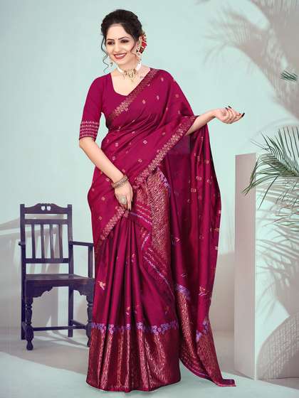 KAMDAR Woven Design
                        Assamese Mekhela Chador with Copper Work