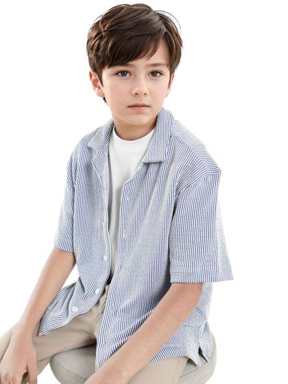 RARE ONES Boys Vertical
                    Striped Cotton Casual Shirt