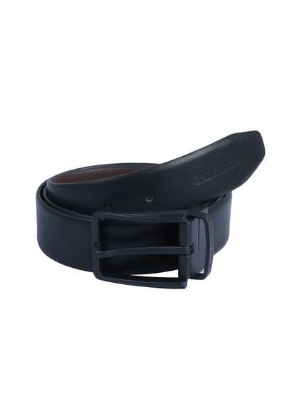 Calvadoss Men Black
                    Leather Tang Belts
