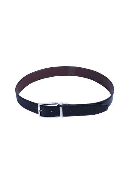 Calvadoss Men Black
                      Textured Leather Tang Belts