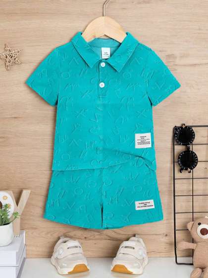 Hikuj Boys Typographic
                    Printed Shirt with Shorts