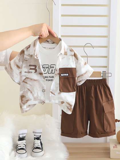 INCLUD Boys Printed
                    Short Sleeves Shirt And T-shirt With Shorts