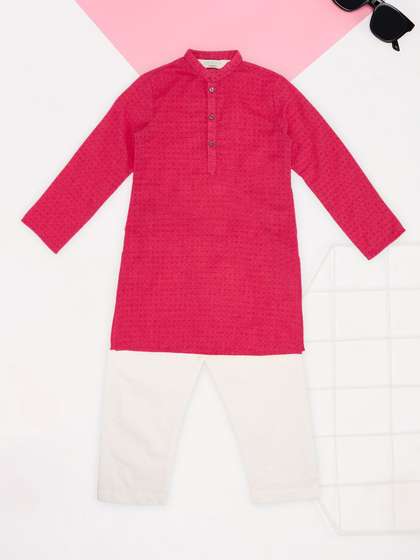 indus route by
                      Pantaloons Boys Ethnic Motifs Printed Regular Pure
                      Cotton Kurta with Trousers