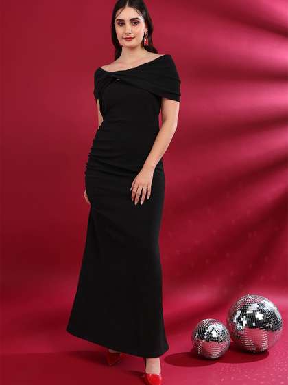 Golden Kite Scuba Maxi Off-Shoulder Dress