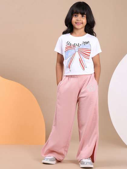 U.S. Polo Assn. Kids
                    Girls Pure Cotton Mid-Rise Track Pants