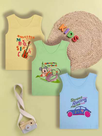 Mega style Kids Pack Of
                    3 Printed Cotton Vests