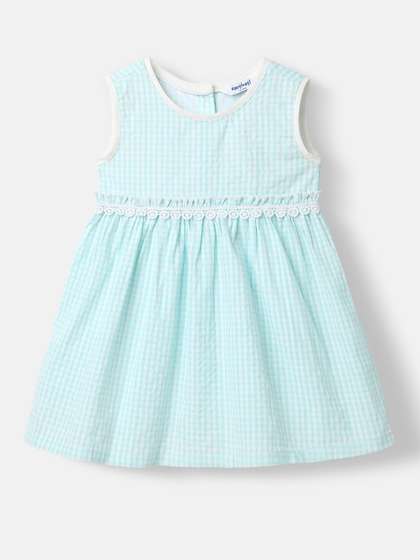 Nauti Nati Baby Girls
                    Checked Fit & Flare Dress with Lace Detailing
