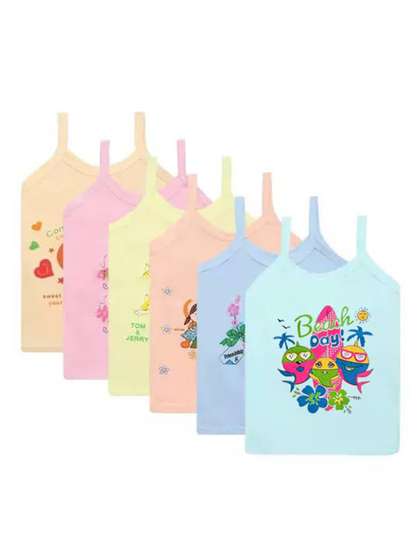 Mega style Infants Pack
                    Of 6 Assorted Cotton Basic Vests MS-1100-P6_08-0-3M