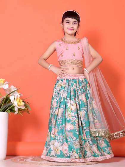 BAESD Girls Embroidered
                    Sequinned Ready to Wear Lehenga & Blouse With
                    Dupatta