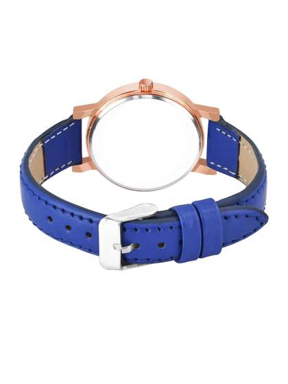 JUST LIKE Girls Printed Dial & Stainless Steel Straps Analogue Watch 81-Flowers Blue