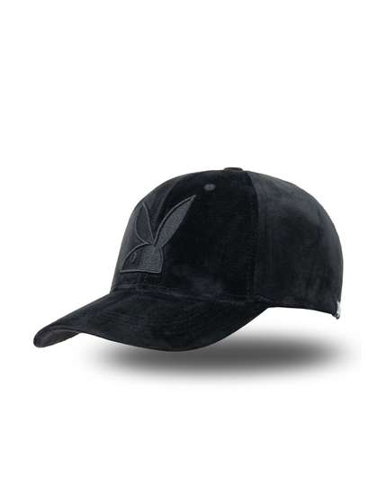 Playboy Socksxpress Men
                    Official Logo Embroidered Black Psuede Baseball Cap