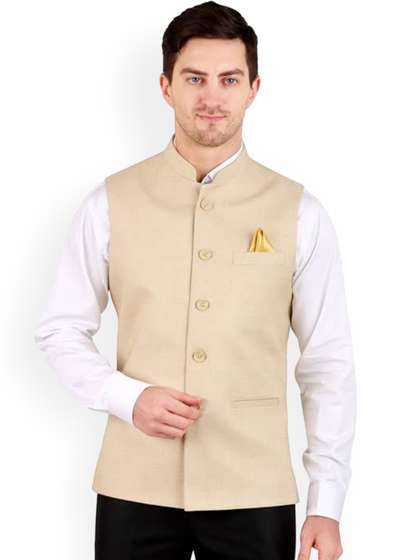 GRACYSHADE Mandarin
                        Collar Jute Nehru Jacket