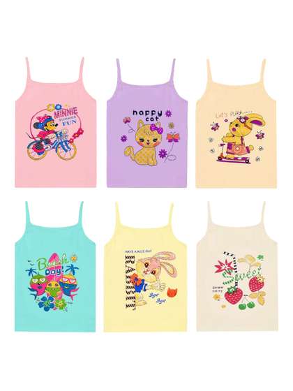 Mega style Infants Pack
                    Of 6 Assorted Cotton Basic Vests MS-1100-P6_07-0-3M