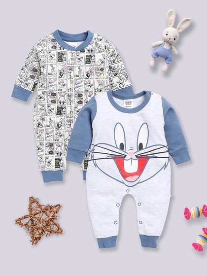YK X Tinyo Infant Boys
                    Set of 2 Assorted Printed Pure Cotton Rompers