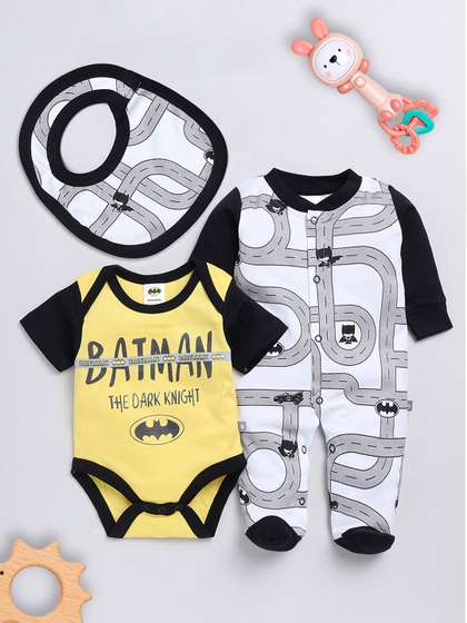 YK X Tinyo Infant Boys
                    Printed Pure Cotton Bodysuit with Batman Printed
                    Sleepsuit