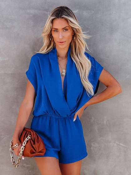 StyleCast Blue Shawl
                        Neck Playsuit