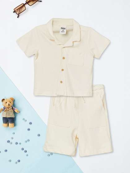 max Boys Cuban Collar
                    Pure Cotton Shirt With Shorts