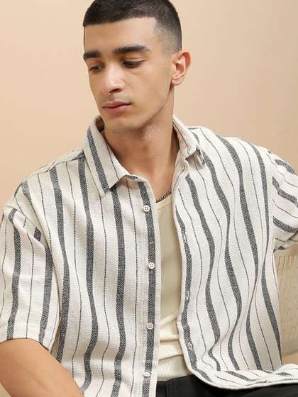 HIGHLANDER Striped Oversized Casual Shirt