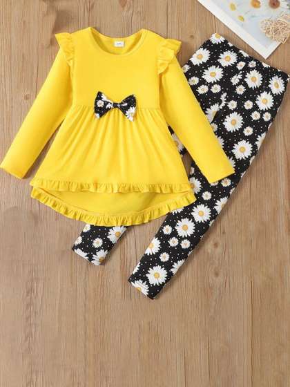Hikuj Girls Long Sleeves
                    Top With Leggings