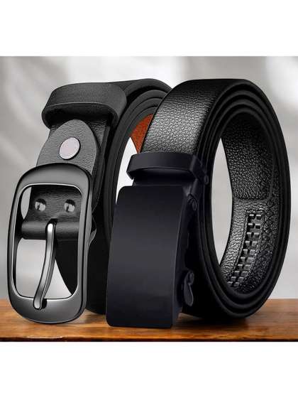 The Roadster Lifestyle
                      Co. Men Pack Of 2 Genuine Leather Formal Belt
